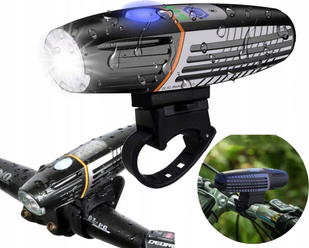 Lampa LED pentru bicicleta, reincarcabila USB, rezistenta la apa, 2200 mAh, autonomie pana la 15 ore