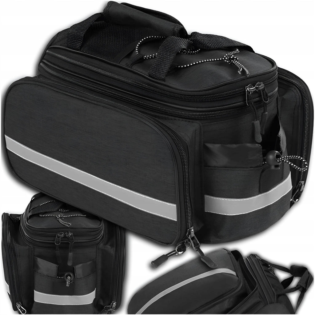 Geanta bicicleta spate 32x17x28 cm, 30L, extensibila, poliester impermeabil, cu elemente reflectorizante, negru