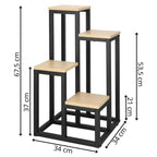 Stand pentru flori, cadru metalic, 4 etajere, 34x34x68 cm, bej