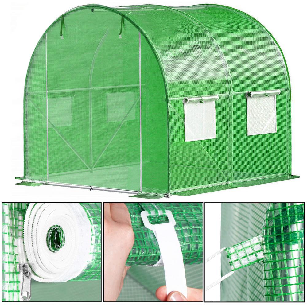 Folie inlocuire pentru sera 200x200x200 cm, PE 140g/mp cu plasa PP, UV4, 4 ferestre si usa cu fermoar, verde