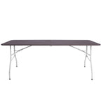 Masa dreptunghiulara pliabila multifunctionala, 1.8 m x 0.75 m x 0.75 m, imitatie ratan, maro