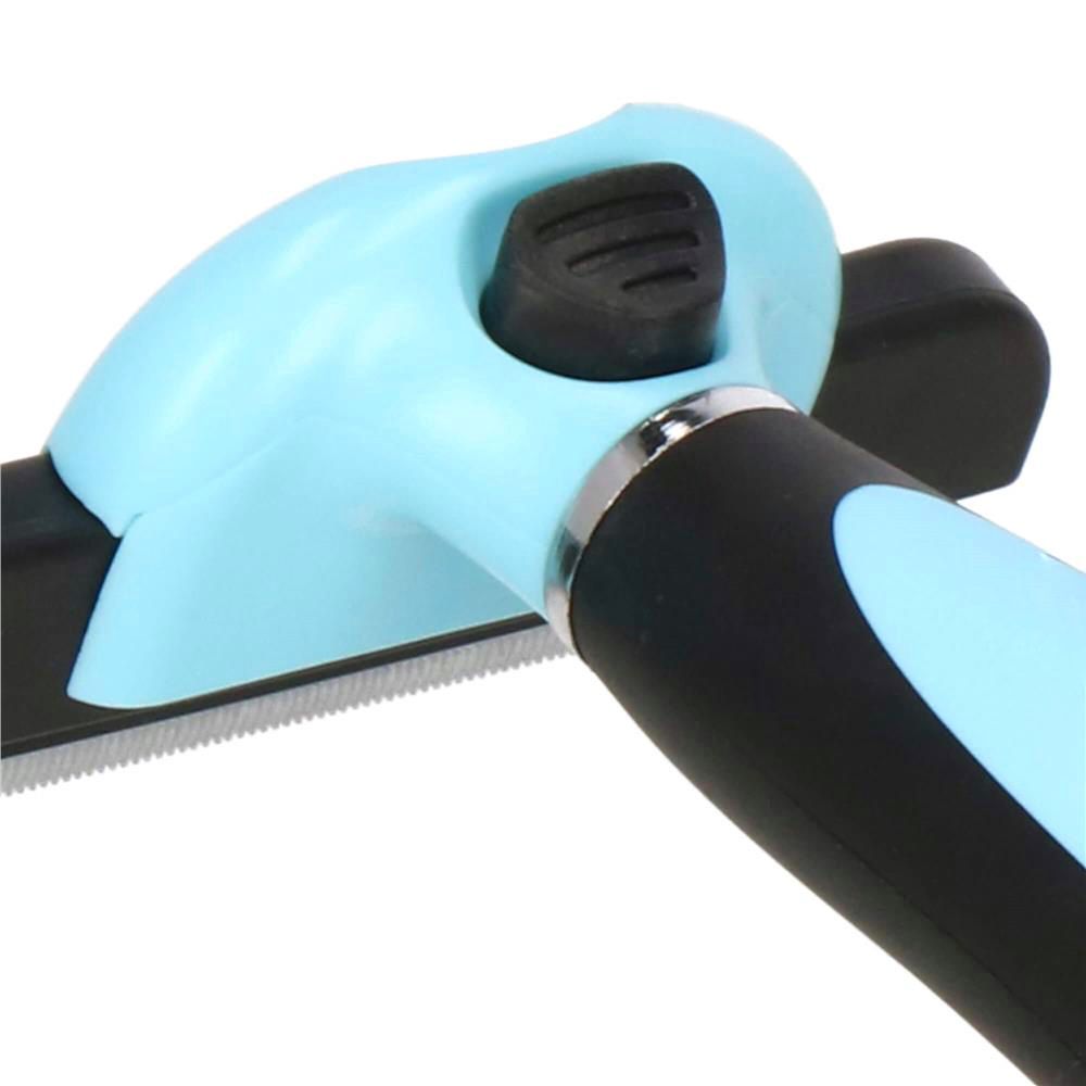 Perie trimmer pentru caini si pisici cu par lung sau scurt, autocuratare, lama 10cm, negru albastru