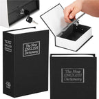 Caseta de valori, cutie metalica cu cheie, portabila, tip carte, Dictionar, negru, 24x15.5x5.5 cm