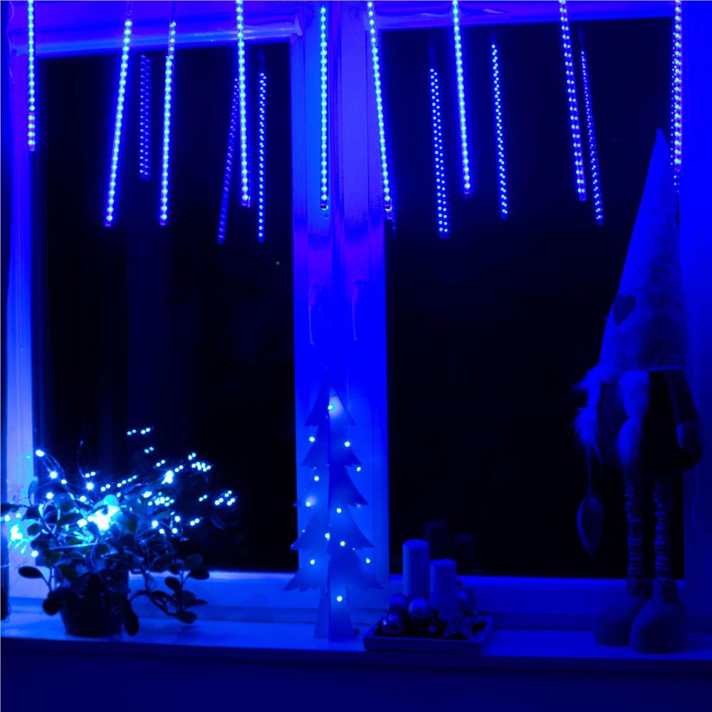 Instalatie de Craciun, 10 tuburi, 50cm, 480 LED, ploaie de meteoriti, albastru