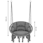 Scaun rotund  tip leagan suspendat cu perna Confort Plus casa sau gradina, gri inchis