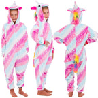 Pijama tip salopeta pentru copii, model unicorn, marime 130-140cm