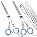 Set de ingrijire pentru animale de companie, cu 4 foarfece pentru tuns si accesorii