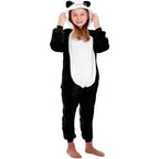Pijama tip salopeta pentru copii, model panda, marime 125-140cm
