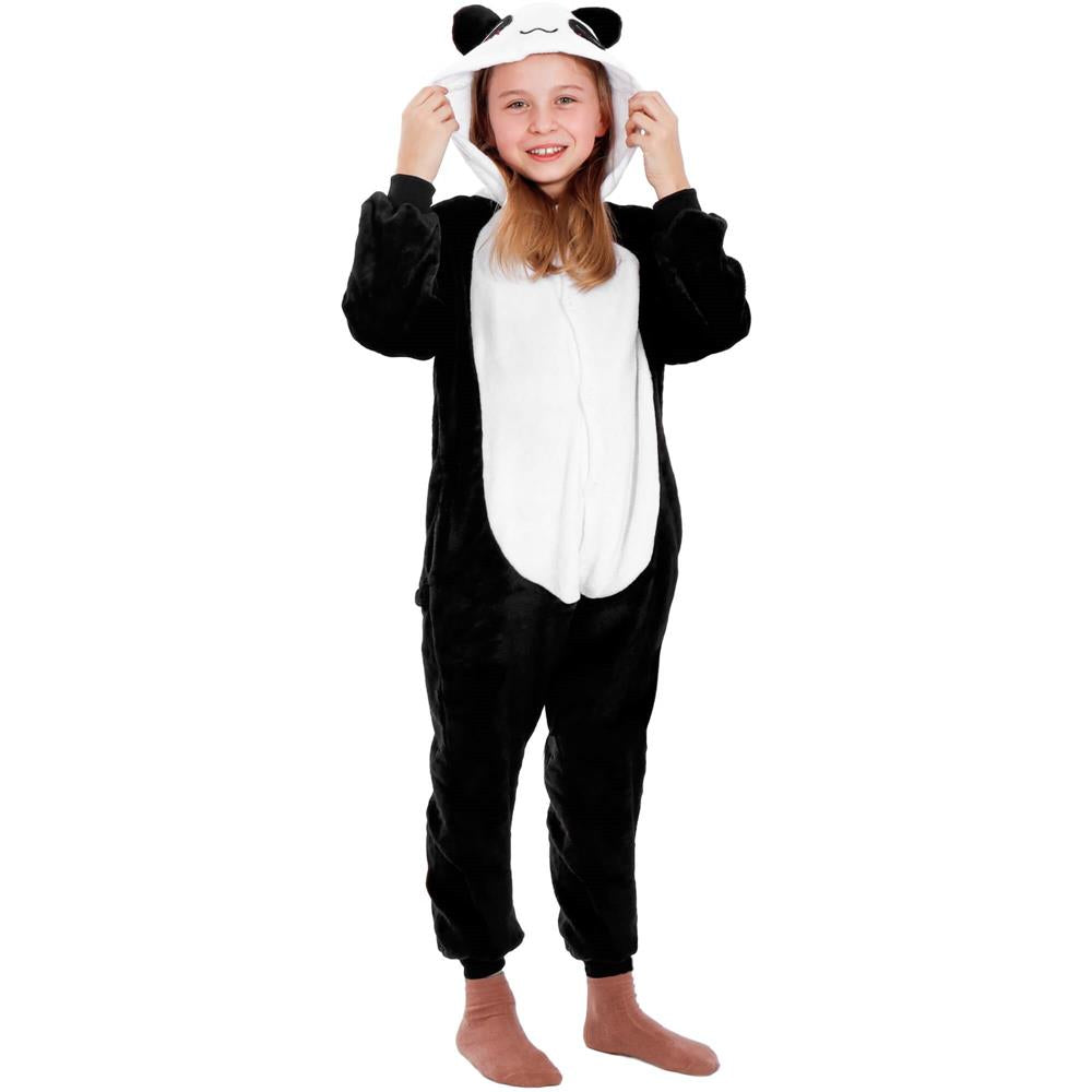 Pijama tip salopeta pentru copii, model panda, marime 125-140cm
