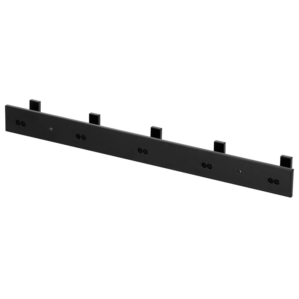 Cuier de baie pentru prosoape cu 2 sisteme instalare, aluminiu, 5 agatatori, 45x4cm, negru