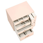 (DL) Cutie depozitare si organizare bijuterii, piele ecologica + velur, 26 x 22 x 18 cm, roz