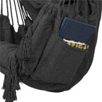 Hamac tip leagan suspendat pentru casa sau gradina, cu perne, 130x100cm, 150kg, gri inchis