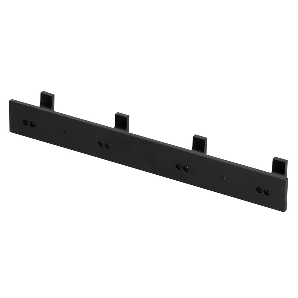 Cuier de baie pentru prosoape cu 2 sisteme instalare, aluminiu, 4 agatatori, 35x4cm, negru