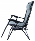 Sezlong scaun pliant plaja sau gradina, Siesta, gravitatie zero, cu tetiera, 175x75x110 cm, negri gri