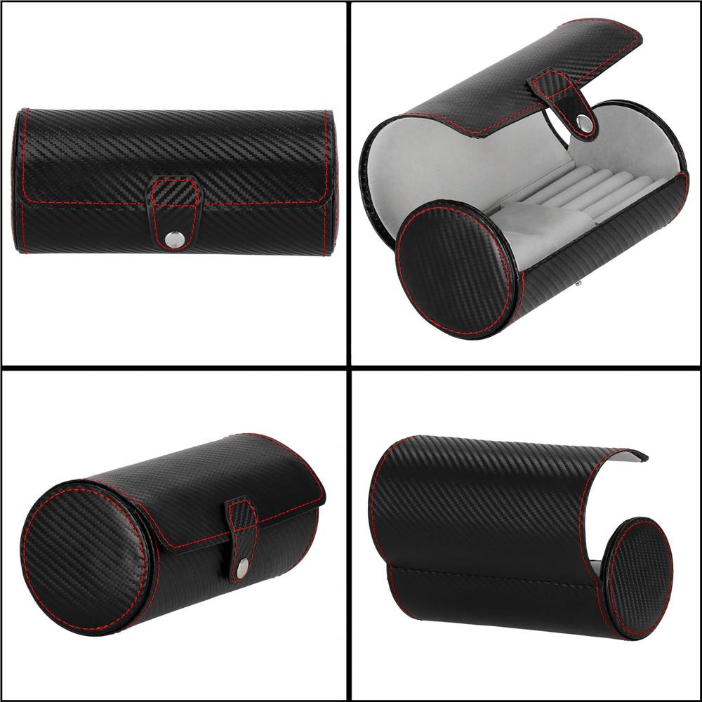 (DL) Cutie depozitare si organizare ceasuri si alte accesorii, MDF, piele ecologica, 20x9cm, negru