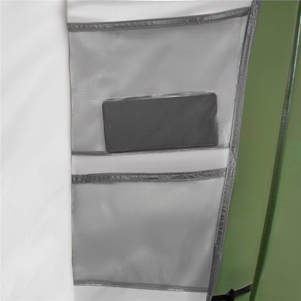 Cort camping, impemeabil, 2 camere + hol, 4 locuri, 460x200x245cm, verde