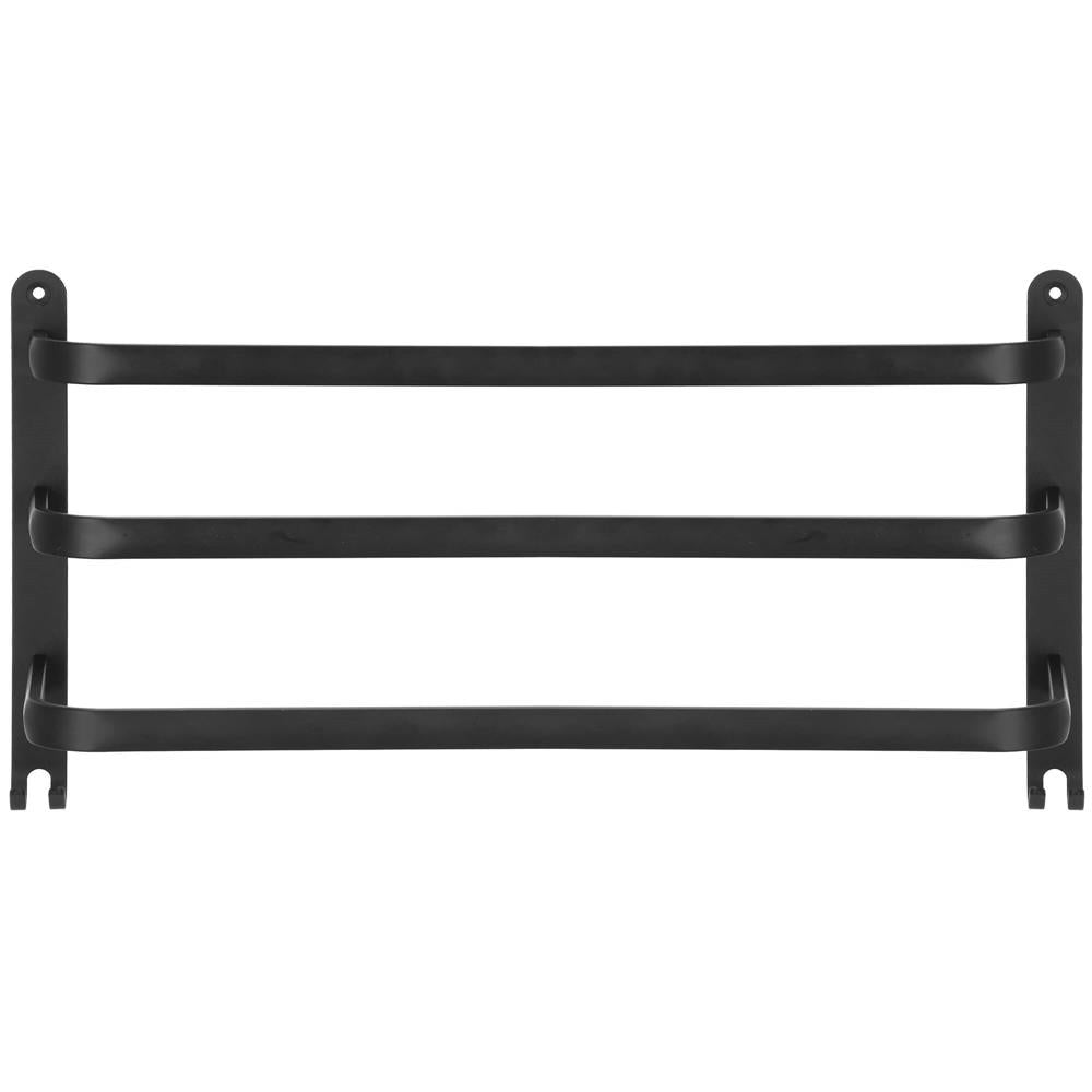 Suport prosoape pentru baie cu 2 sisteme de instalare, 3 brate, din aluminiu, 49x25cm, negru