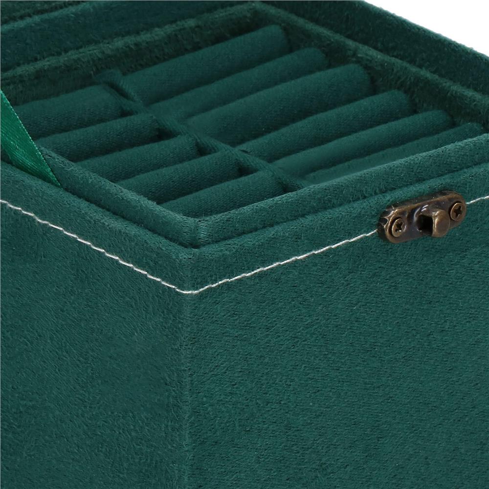 (DL) Cutie depozitare si organizare bijuterii, velur, 12x 12 x 12 cm, verde