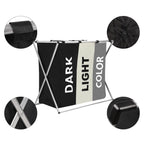 Cos de rufe cu 3 compartimente, cadru aluminiu, 60x40x68cm, 146 litri