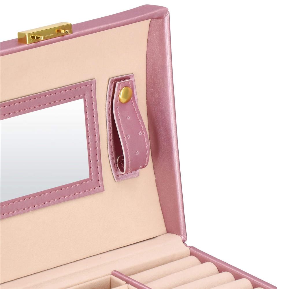 (DL) Cutie depozitare si organizare bijuterii, MDF, piele ecologica si velur, 17,5 x 14 x 12,5cm, roz