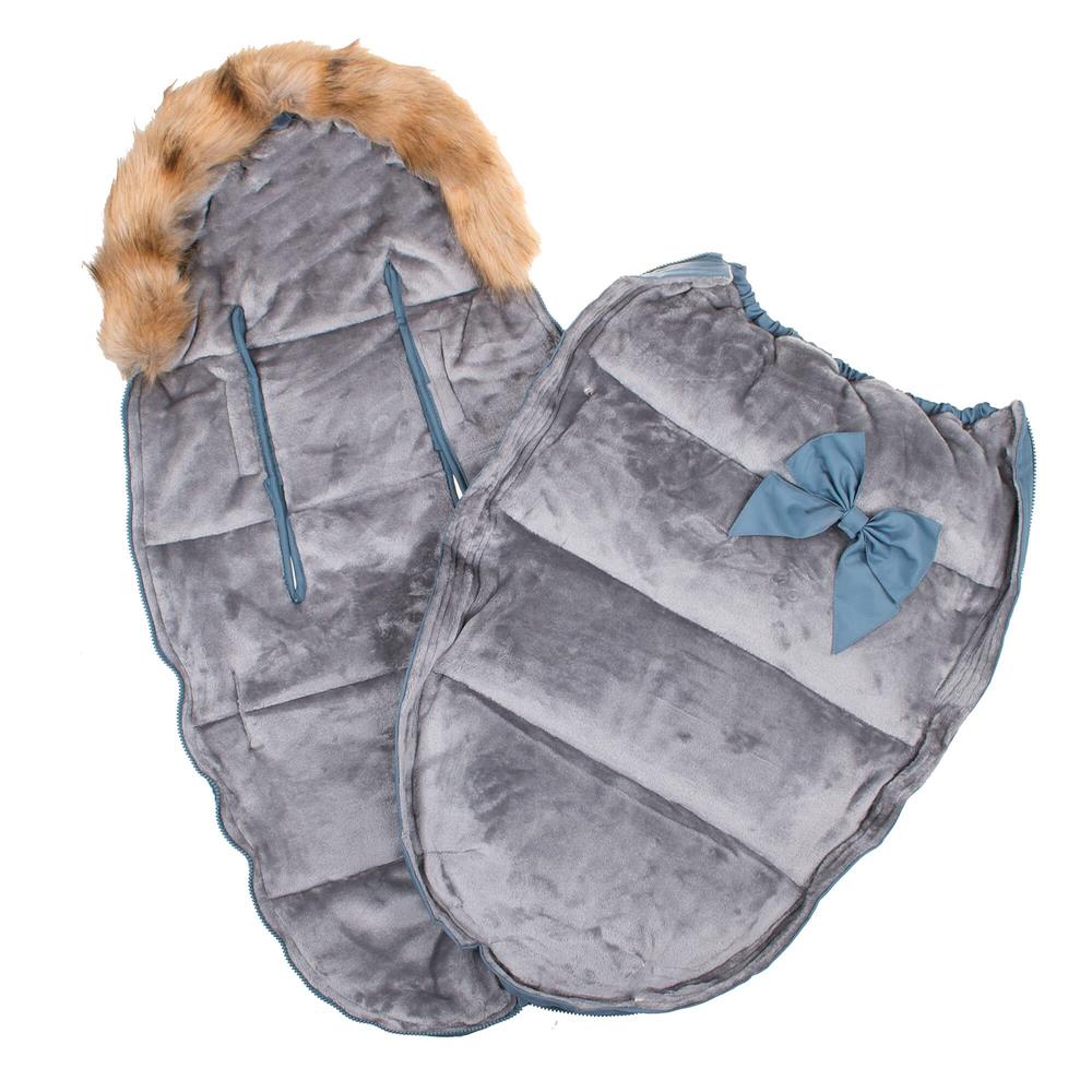Sac iarna de bebelusi pentru carucior, marime universala, 90x45cm, albastru