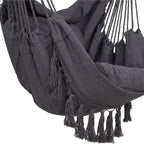 Hamac tip leagan suspendat pentru casa sau gradina HM45, gri inchis cu perne, 130x100cm, 150kg