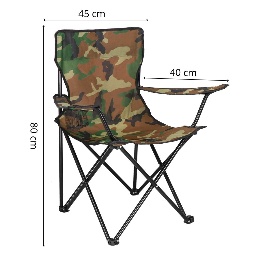 Scaun pliabil camping sau pescuit, suport pahar, 80x40x45cm, camuflaj