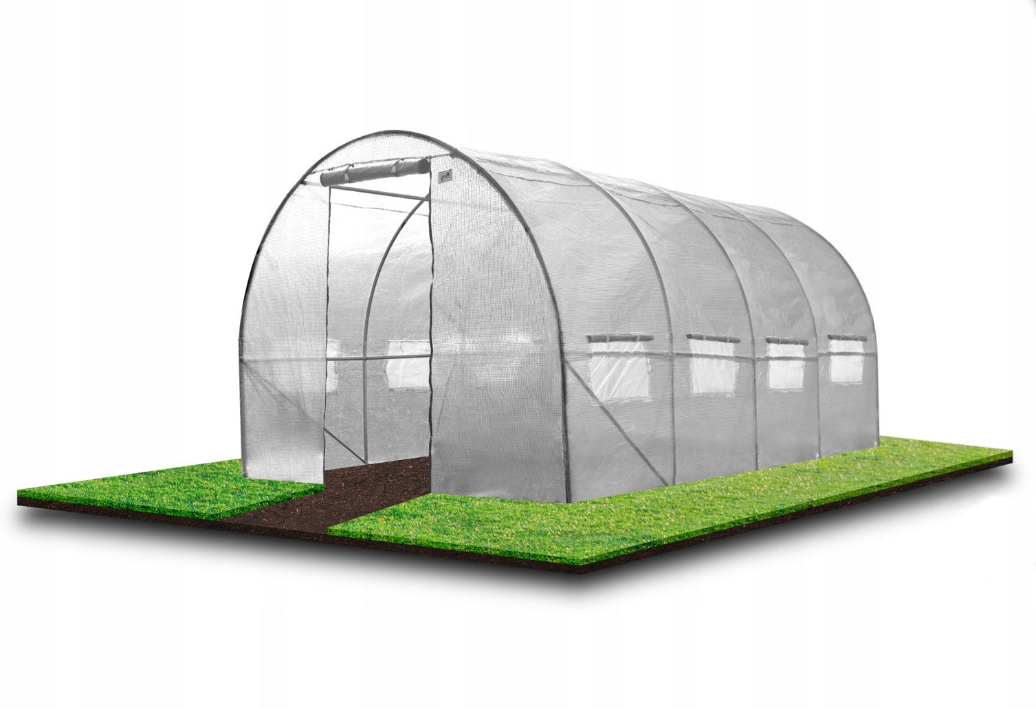 Sera de gradina, tip tunel cu cadru metalic, 300x600cm, 18mp alb