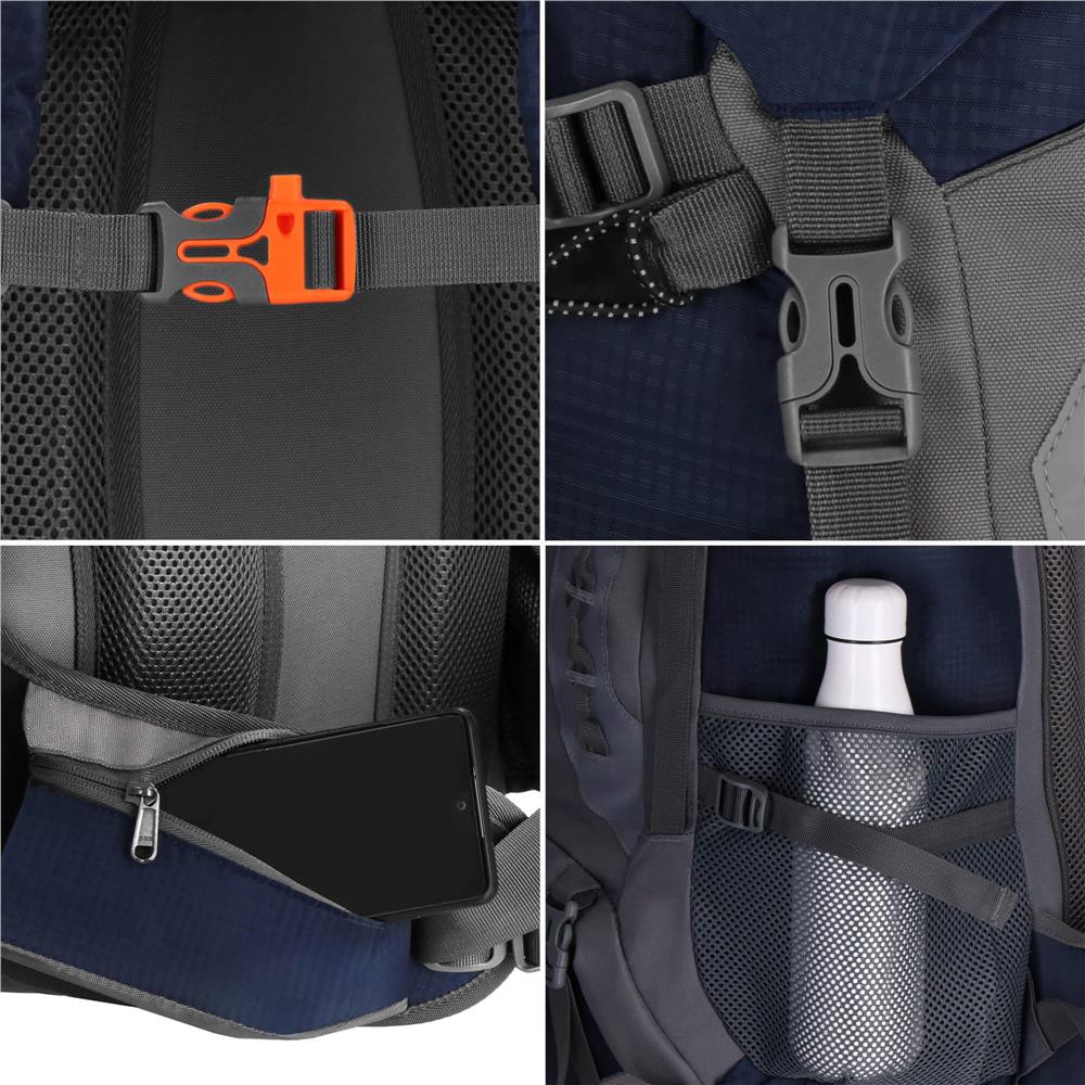 Rucsac tactic militar pentru drumetie, cu husa de ploaie, 60 litri, 25 kg, 70x40x24 cm, gri albastru