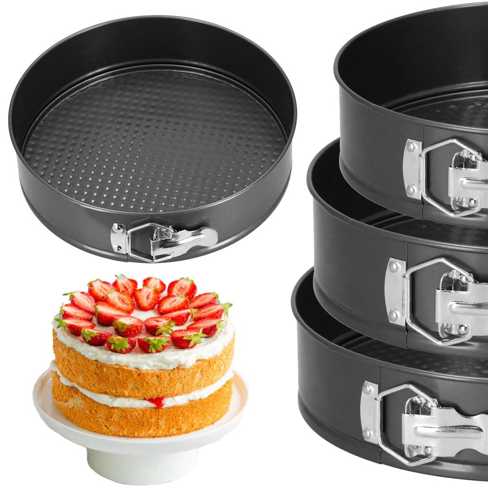 Set 3 forme de copt, 27, 25 si 23 cm, cu fund detasabil, gri