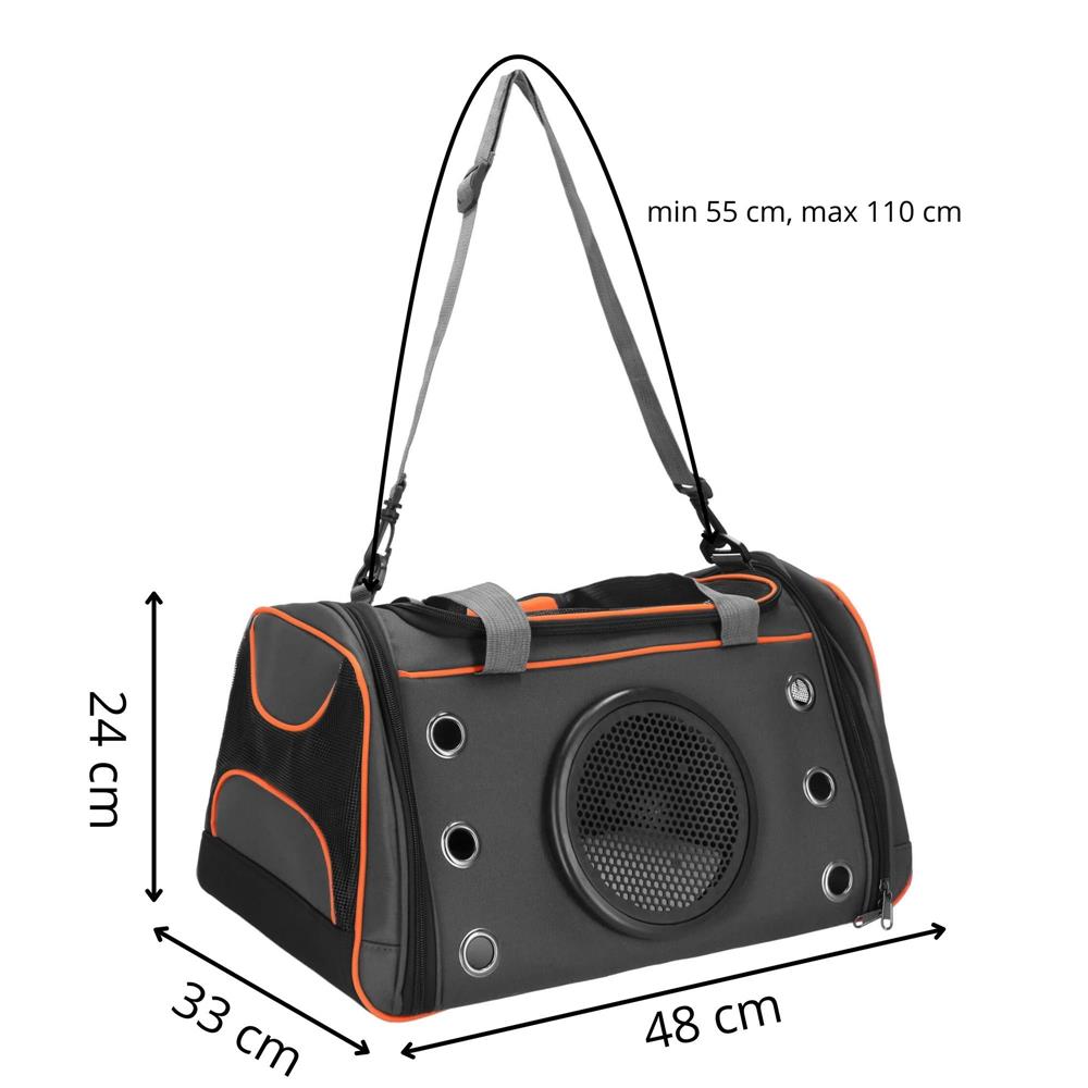 Geanta pentru transport animale mici-medii, pentru caine si pisica, pliabila, 24x48x33 cm, gri