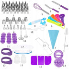 Set patiserie cu platou rotativ, 137 piese cu sabloane pentru ornarea prajiturilor