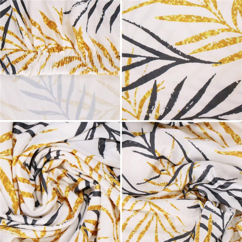 Set 4 huse pentru scaun, marime universala, poliester si spandex, 38x70cm, alb, gri si galben