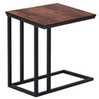 Masuta de cafea, cu cadru de otel si roti, industrial, 35x50x66 cm, maro wenge