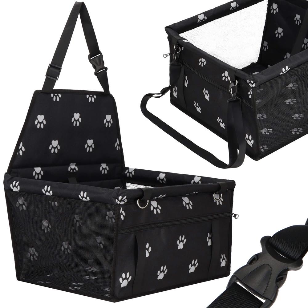 Geanta auto de transport animale de companie, caini si pisci, negru, 40x43x30cm