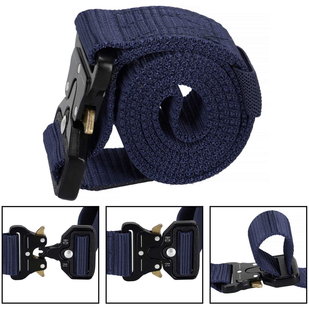 Curea centura Tactical Combat pentru barbati 3.5 x 125 cm, rezistent, albastru inchis