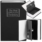 Caseta de valori, cutie metalica cu cheie, portabila, tip carte, Dictionar, negru, 24x15.5x5.5 cm