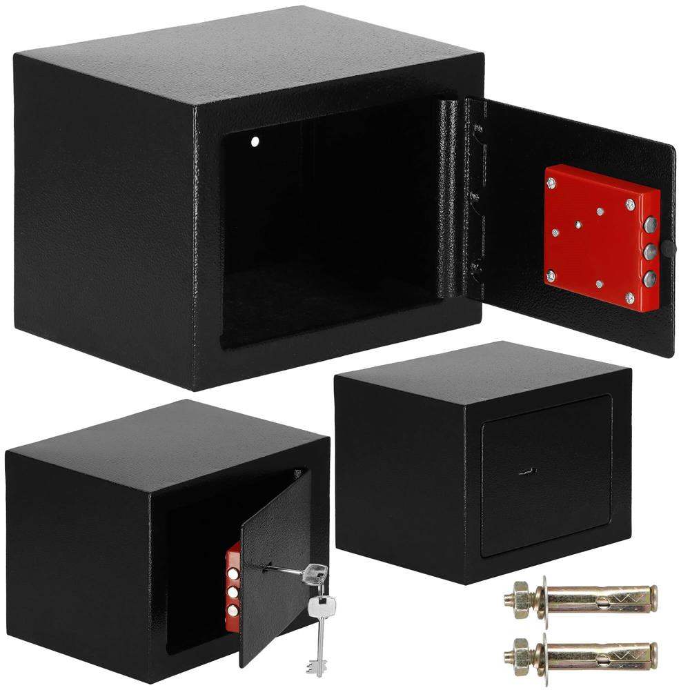 Seif standard cu cheie, 170x230x170 mm, Otel, Negru