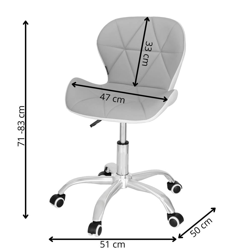 Scaun de birou ergonomic, tapitat cu piele ecologica, 120kg, alb gri