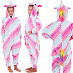 Pijama tip salopeta pentru copii, model unicorn, marime 130-140cm