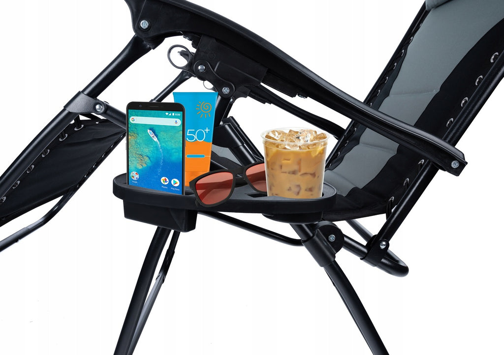 Sezlong scaun pliant plaja sau gradina, Siesta, gravitatie zero, cu tetiera, 175x75x110 cm, negri gri