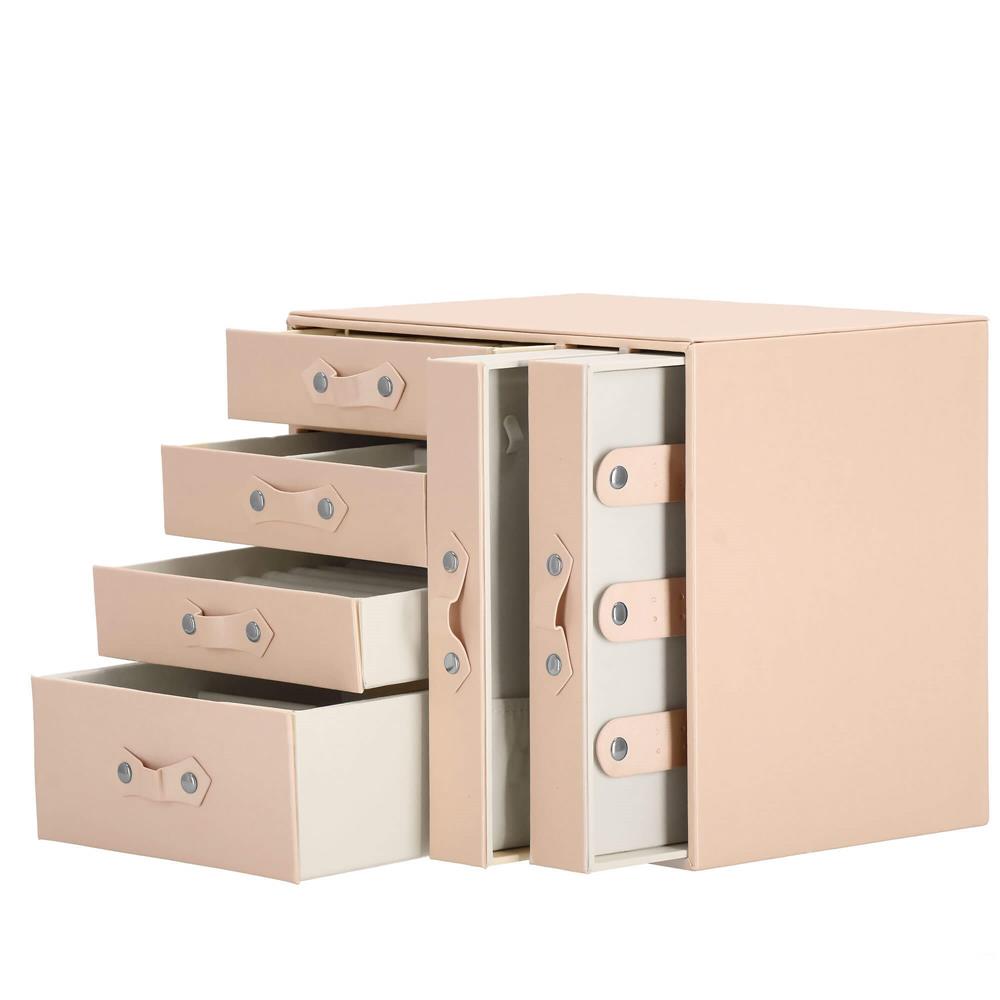 (DL) Cutie depozitare si organizare bijuterii, piele ecologica + velur, 26 x 22 x 18 cm, roz