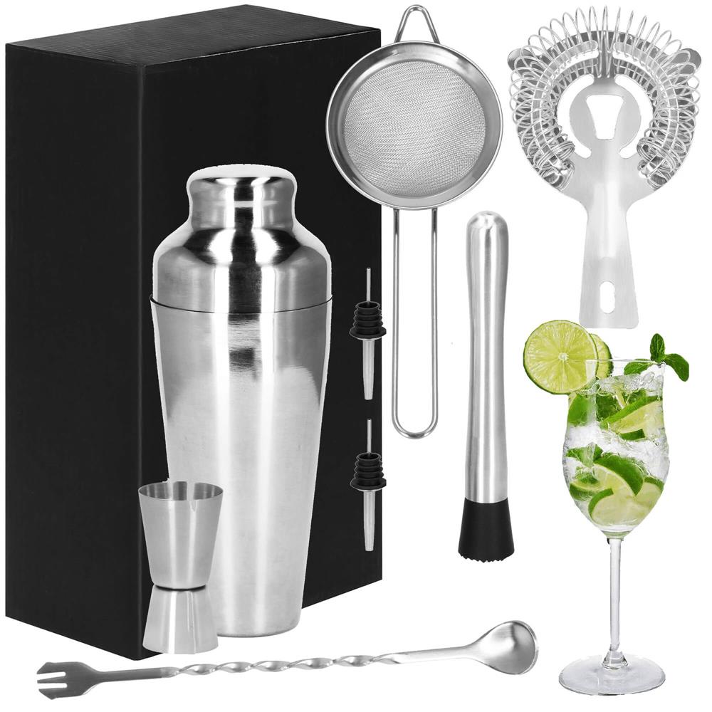 Set Cocktail Shaker Kit pentru barmani 550ml, KI23, 8 piese