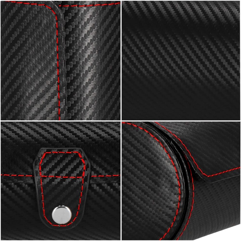 (DL) Cutie depozitare si organizare ceasuri si alte accesorii, MDF, piele ecologica, 20x9cm, negru