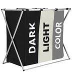 Cos de rufe cu 3 compartimente, cadru aluminiu, 60x40x68cm, 146 litri