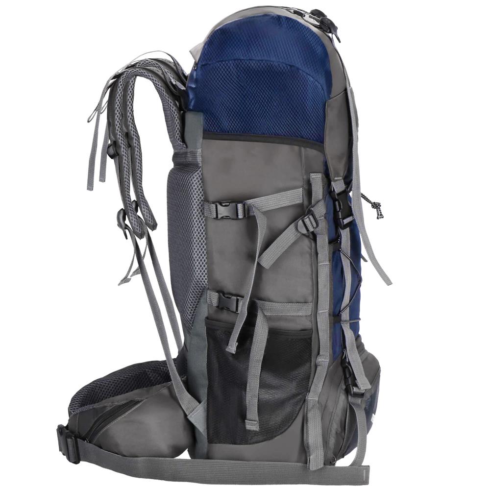 Rucsac tactic militar pentru drumetie, cu husa de ploaie, 90 litri, 25 kg, 74x32x20 cm, gri albastru