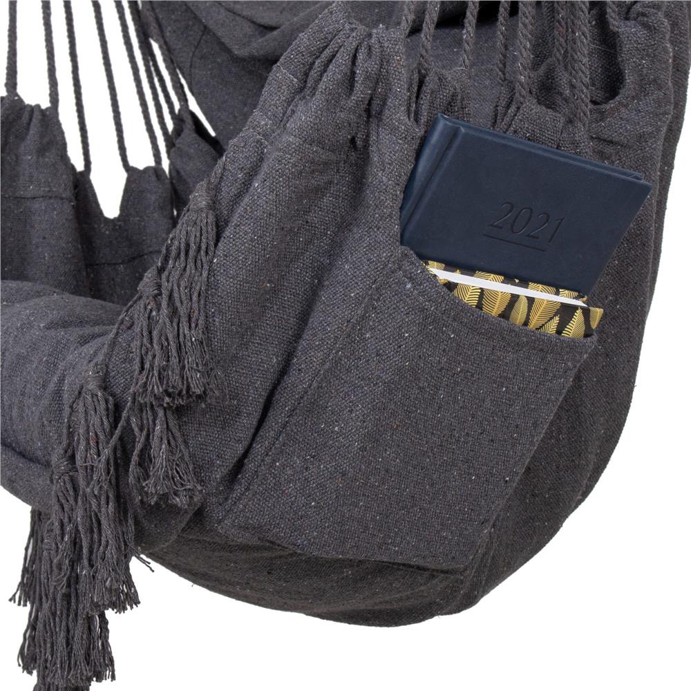 Hamac tip leagan suspendat pentru casa sau gradina HM45, gri inchis cu perne, 130x100cm, 150kg