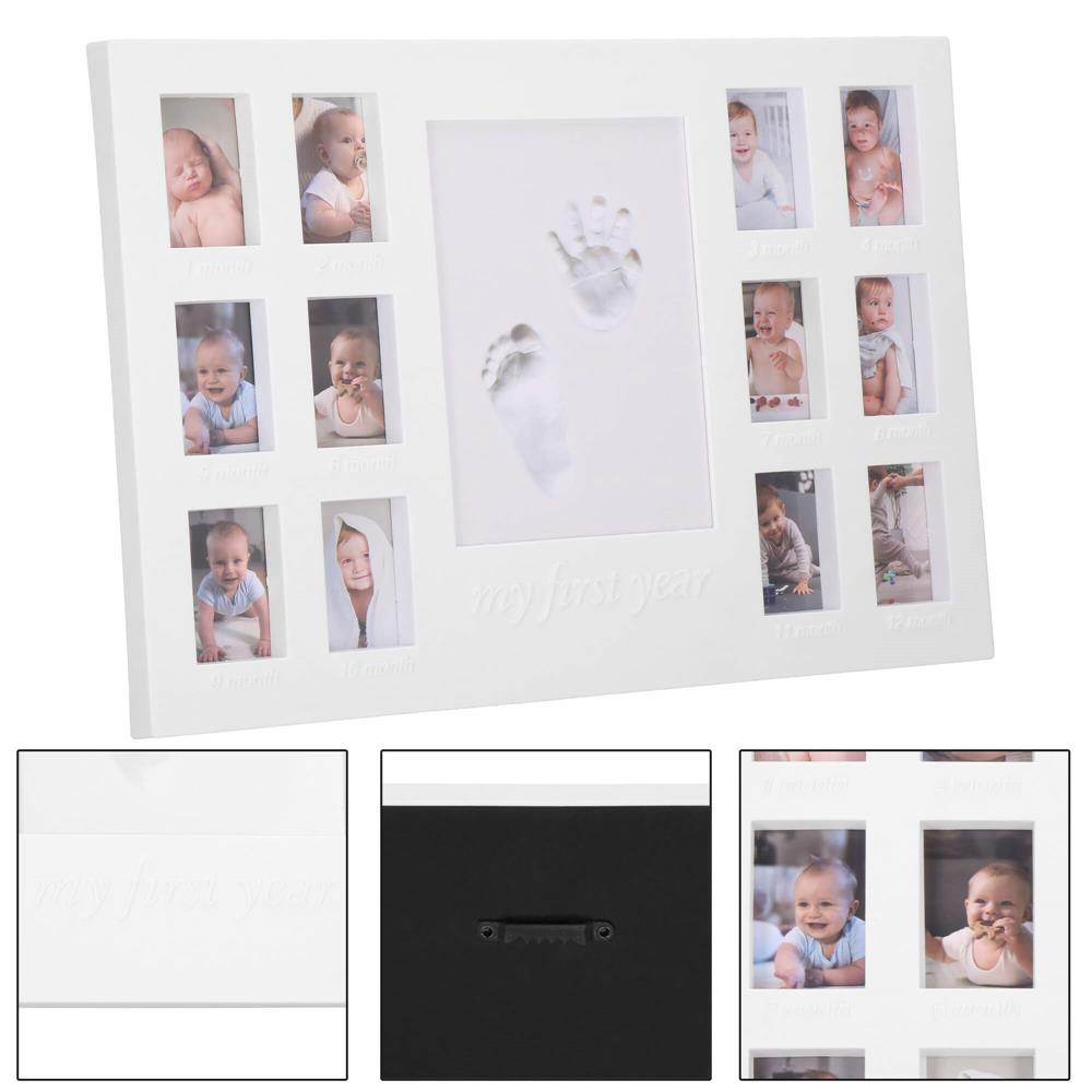 Kit amprenta mulaj manuta sau piciorus bebe si rama foto, 24x37cm, alb