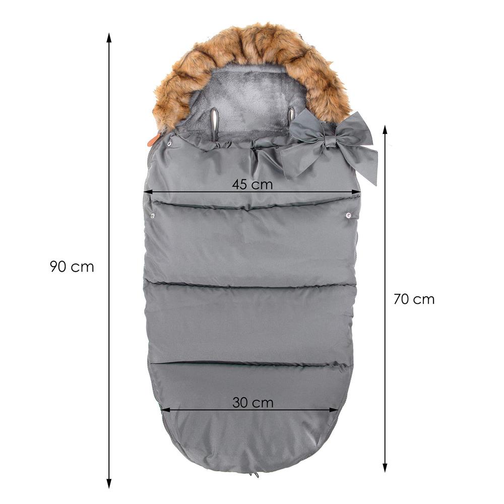 Sac iarna de bebelusi pentru carucior, marime universala, 90x45cm, gri inchis