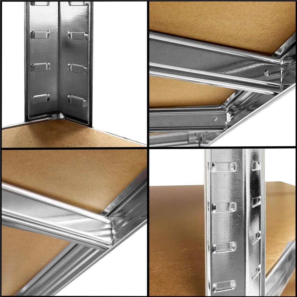 Raft de colt cu cadru metalic modular pentru depozitare, 5 polite, 180x90x40cm, sarcina 875kg